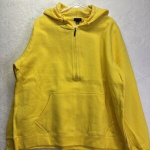 Enza Women's Pullover Quarter Zip Kangaroo Pocket Hood 4XL Yellow
